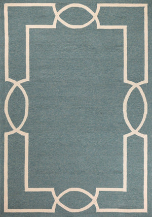 HomeRoots 7' Sky Blue and Ivory Geometric Handmade Area Rug for Indoor and Outdoor Spaces – Stylish & Durable 5' x 7' 374944