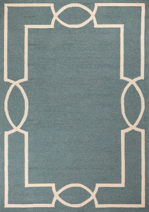 HomeRoots 7' Sky Blue and Ivory Geometric Handmade Area Rug for Indoor and Outdoor Spaces – Stylish & Durable 5' x 7' 374944