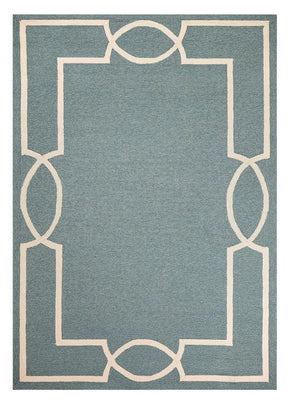 HomeRoots 7' Sky Blue and Ivory Geometric Handmade Area Rug for Indoor and Outdoor Spaces – Stylish & Durable 7' X 10' Round 374945