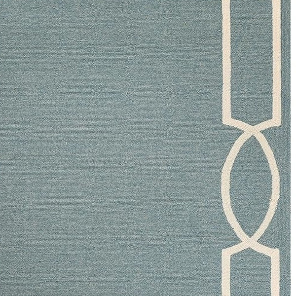 HomeRoots 7' Sky Blue and Ivory Geometric Handmade Area Rug for Indoor and Outdoor Spaces – Stylish & Durable 7' X 10' Round 374945