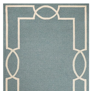 HomeRoots 7' Sky Blue and Ivory Geometric Handmade Area Rug for Indoor and Outdoor Spaces – Stylish & Durable 7' X 10' Round 374945