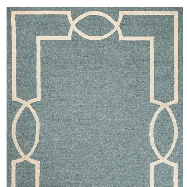 HomeRoots 7' Sky Blue and Ivory Geometric Handmade Area Rug for Indoor and Outdoor Spaces – Stylish & Durable 7' X 10' Round 374945