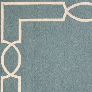 HomeRoots 7' Sky Blue and Ivory Geometric Handmade Area Rug for Indoor and Outdoor Spaces – Stylish & Durable 8' X 11' Rectangle 374946