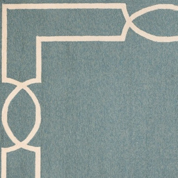 HomeRoots 7' Sky Blue and Ivory Geometric Handmade Area Rug for Indoor and Outdoor Spaces – Stylish & Durable 8' X 11' Rectangle 374946
