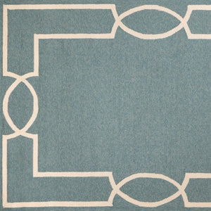 HomeRoots 7' Sky Blue and Ivory Geometric Handmade Area Rug for Indoor and Outdoor Spaces – Stylish & Durable 8' X 11' Rectangle 374946