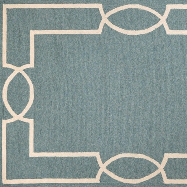 HomeRoots 7' Sky Blue and Ivory Geometric Handmade Area Rug for Indoor and Outdoor Spaces – Stylish & Durable 8' X 11' Rectangle 374946