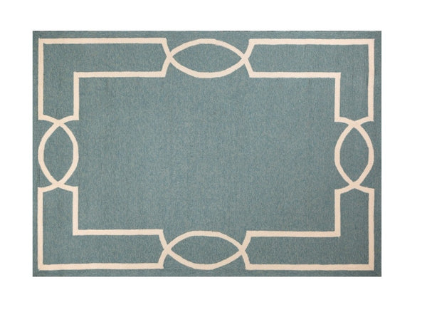HomeRoots 7' Sky Blue and Ivory Geometric Handmade Area Rug for Indoor and Outdoor Spaces – Stylish & Durable 8' X 11' Rectangle 374946