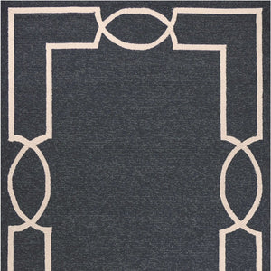 HomeRoots 7' Onyx and Ivory Geometric Handmade Area Rug for Indoor and Outdoor Spaces, Durable Design 5' X 7' Rectangle 374949