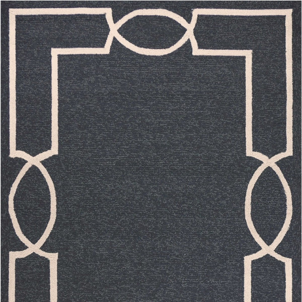 HomeRoots 7' Onyx and Ivory Geometric Handmade Area Rug for Indoor and Outdoor Spaces, Durable Design 5' X 7' Rectangle 374949