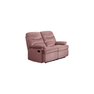 English Elm Recliner Velvet Tufted Loveseat with Manual Side Handle, Plush Arm Pillows for Ultimate Comfort and Style Pink 53 L x 30 W x 26 H B089P240500