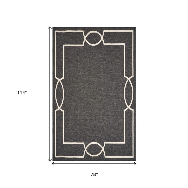 HomeRoots 7' Modern Onyx and White Geometric Handmade Area Rug – Durable, Stylish, Easy-Clean for Indoors & Outdoors 7' X 10' 374950