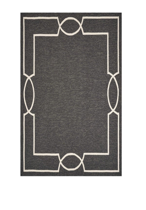 HomeRoots 7' Modern Onyx and White Geometric Handmade Area Rug – Durable, Stylish, Easy-Clean for Indoors & Outdoors 7' X 10' 374950
