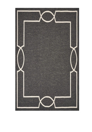 HomeRoots 7' Modern Onyx and White Geometric Handmade Area Rug – Durable, Stylish, Easy-Clean for Indoors & Outdoors 7' X 10' 374950