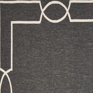 HomeRoots 7' Modern Onyx and White Geometric Handmade Area Rug – Durable, Stylish, Easy-Clean for Indoors & Outdoors 8' X 11' 374951