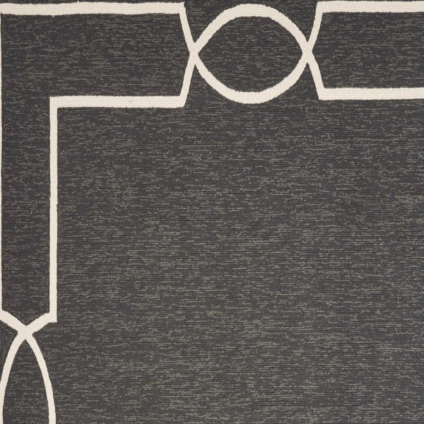 HomeRoots 7' Modern Onyx and White Geometric Handmade Area Rug – Durable, Stylish, Easy-Clean for Indoors & Outdoors 8' X 11' 374951