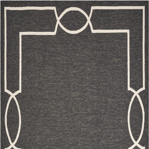 HomeRoots 7' Modern Onyx and White Geometric Handmade Area Rug – Durable, Stylish, Easy-Clean for Indoors & Outdoors 8' X 11' 374951