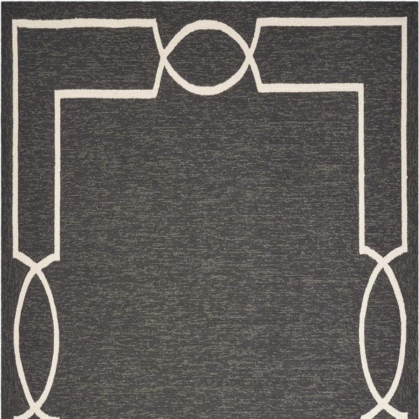 HomeRoots 7' Modern Onyx and White Geometric Handmade Area Rug – Durable, Stylish, Easy-Clean for Indoors & Outdoors 8' X 11' 374951