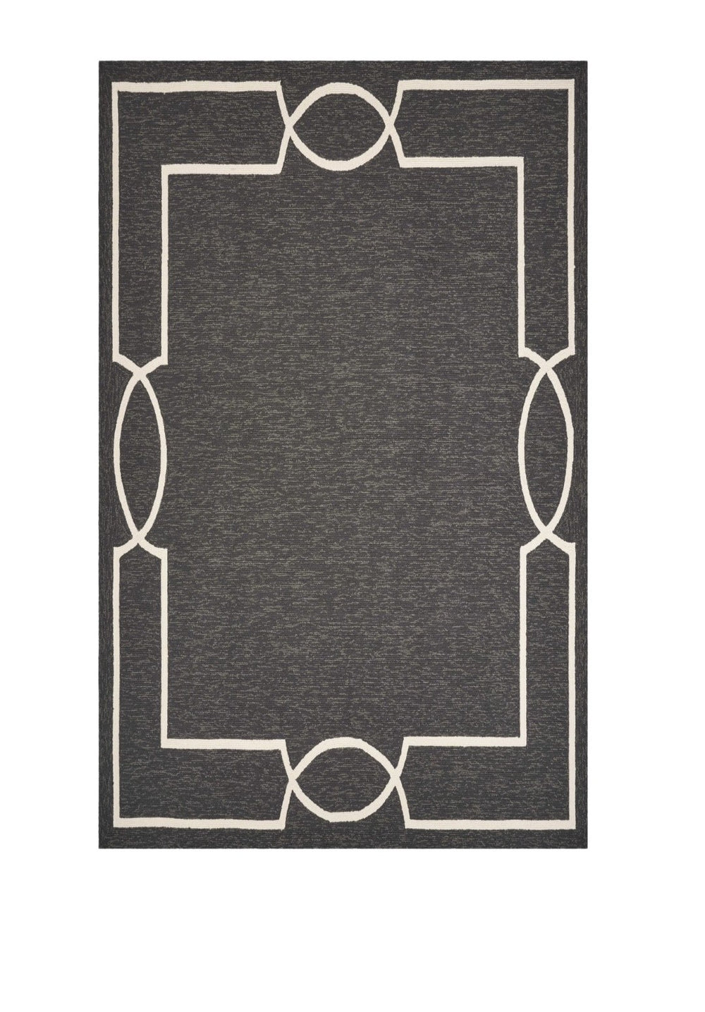 HomeRoots 7' Modern Onyx and White Geometric Handmade Area Rug – Durable, Stylish, Easy-Clean for Indoors & Outdoors 8' X 11' 374951