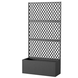 English Elm Raised Metal Garden Bed with Tall Diamond Trellis Powder Coated Outdoor Privacy Planter T3971P455087
