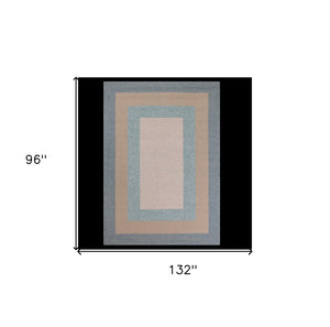 HomeRoots 8' Handmade Blue and Beige Indoor Outdoor Area Rug - Durable, Stylish, and Versatile for Any Space 8' x 11' 374956