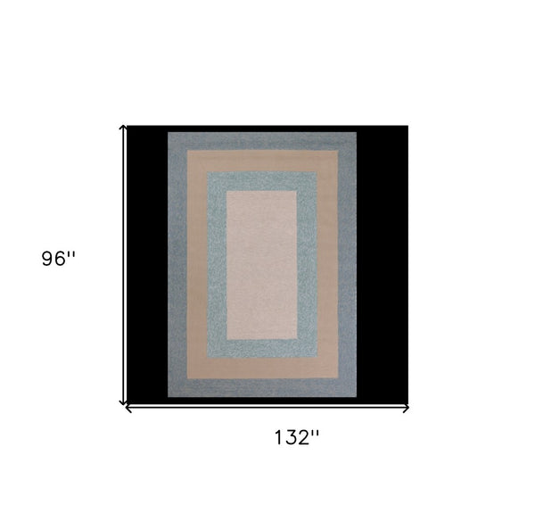 HomeRoots 8' Handmade Blue and Beige Indoor Outdoor Area Rug - Durable, Stylish, and Versatile for Any Space 8' x 11' 374956