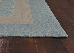 HomeRoots 8' Handmade Blue and Beige Indoor Outdoor Area Rug - Durable, Stylish, and Versatile for Any Space 8' x 11' 374956