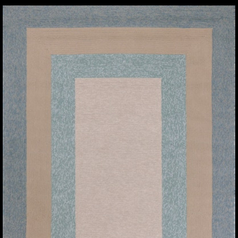 HomeRoots 8' Handmade Blue and Beige Indoor Outdoor Area Rug - Durable, Stylish, and Versatile for Any Space 8' x 11' 374956