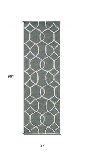 Homeroots 8' X 8' Gray Wool Handmade Runner Rug  Wool 374963