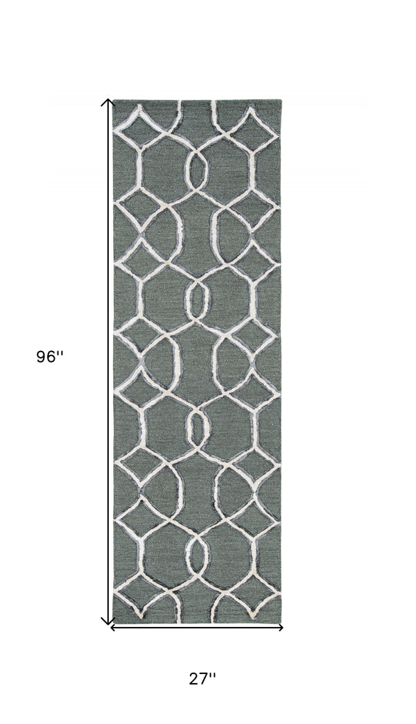 Homeroots 8' X 8' Gray Wool Handmade Runner Rug  Wool 374963