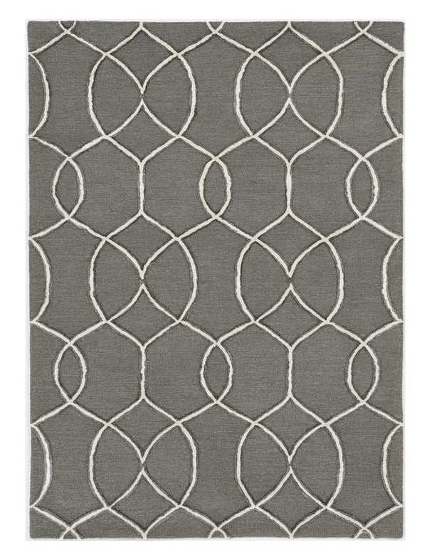 Homeroots 5' X 7' Charcoal Wool Trellis Hand Tufted Area Rug  Wool 374964