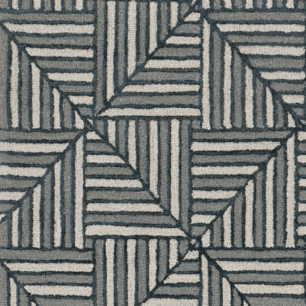 HomeRoots 12' Handcrafted Wool Geometric Area Rug in Beige and Charcoal – Modern Elegance for Your Space 12' X 15' 374967