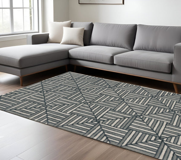 HomeRoots 12' Handcrafted Wool Geometric Area Rug in Beige and Charcoal – Modern Elegance for Your Space 12' X 15' 374967