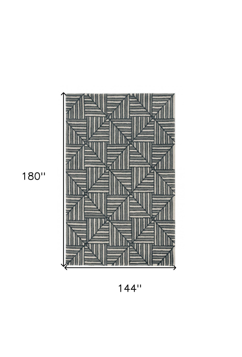 HomeRoots 12' Handcrafted Wool Geometric Area Rug in Beige and Charcoal – Modern Elegance for Your Space 12' X 15' 374967