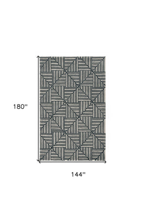 HomeRoots 12' Handcrafted Wool Geometric Area Rug in Beige and Charcoal – Modern Elegance for Your Space 12' X 15' 374967