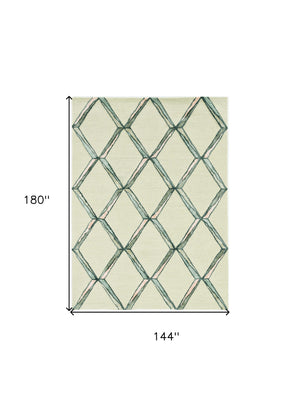 Homeroots 115' Cream Wool Geometric Hand Tufted Area Rug  Wool 374982