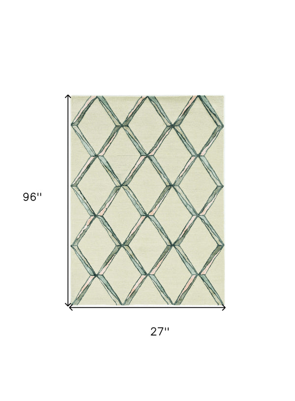 Homeroots 8' Cream Wool Handmade Runner Rug  Wool 374983