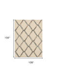 Homeroots 9' X 13' Cream Brown And Gray Wool Geometric Hand Tufted Area Rug  Wool 374986