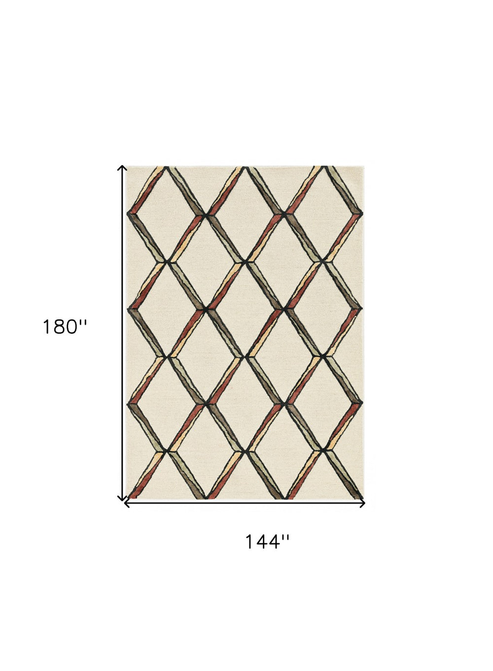HomeRoots 12' Handcrafted Wool Geometric Area Rug in Beige, Rust & Gold - Elegant Modern Design for Large Spaces 12' X 15' 374992