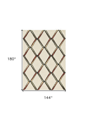 HomeRoots 12' Handcrafted Wool Geometric Area Rug in Beige, Rust & Gold - Elegant Modern Design for Large Spaces 12' X 15' 374992
