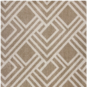 HomeRoots 5' Versatile Beige Geometric Area Rug – Perfect for Indoor or Outdoor Spaces, Easy Care & Modern Style 7' x 10' 374997