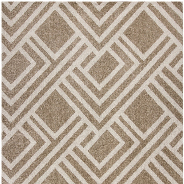 HomeRoots 5' Versatile Beige Geometric Area Rug – Perfect for Indoor or Outdoor Spaces, Easy Care & Modern Style 7' x 10' 374997