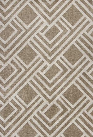 HomeRoots 5' Versatile Beige Geometric Area Rug – Perfect for Indoor or Outdoor Spaces, Easy Care & Modern Style 8' x 11' 374998