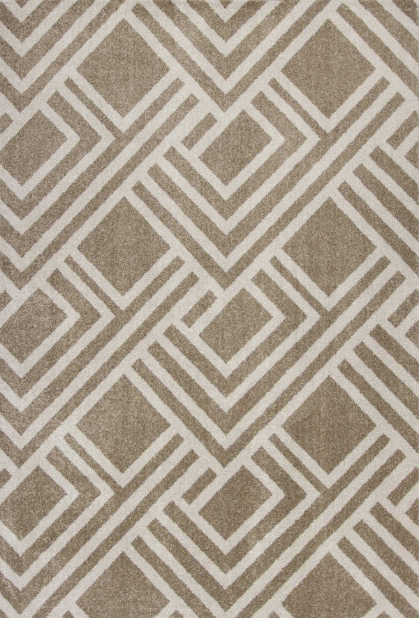 HomeRoots 5' Versatile Beige Geometric Area Rug – Perfect for Indoor or Outdoor Spaces, Easy Care & Modern Style 8' x 11' 374998