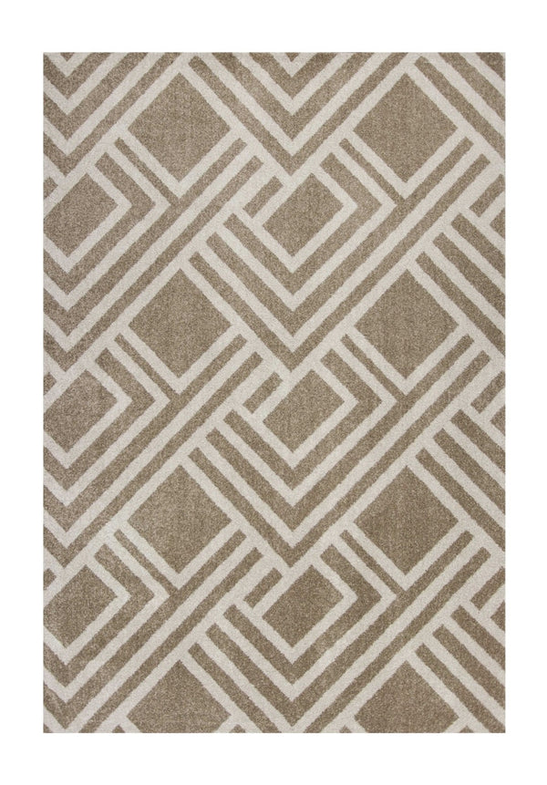 HomeRoots 5' Versatile Beige Geometric Area Rug – Perfect for Indoor or Outdoor Spaces, Easy Care & Modern Style 8' x 11' 374998