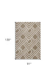 Homeroots 8' X 11' Beige Geometric Indoor Outdoor Area Rug  Polypropylene 374998