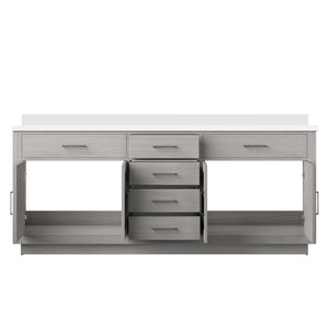English Elm White Oak Double Bath Vanity 80 in W x 22 in D with Cultured Marble Top, Solid Wood, Soft-Close Drawers B2731P257835
