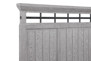 English Elm 1pc Rustic Charm Queen Bed with Soft Greige Finish, Natural Wood Grain Footboard Bench Panel Gray 86 L x 9.75 W x 5.5 H B2741S00189