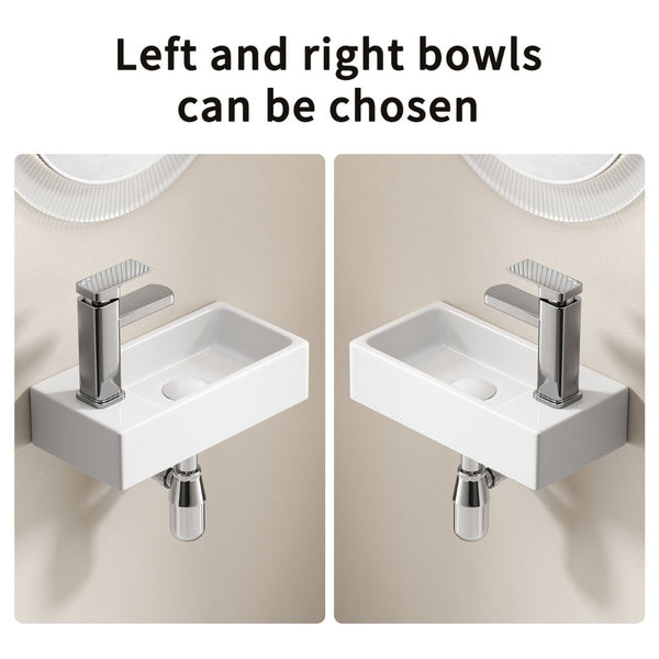 English Elm Wall-mounted Porcelain Basin Complete Faucet Set for Powder Room or Small Bathroom Milk White W3402P402911