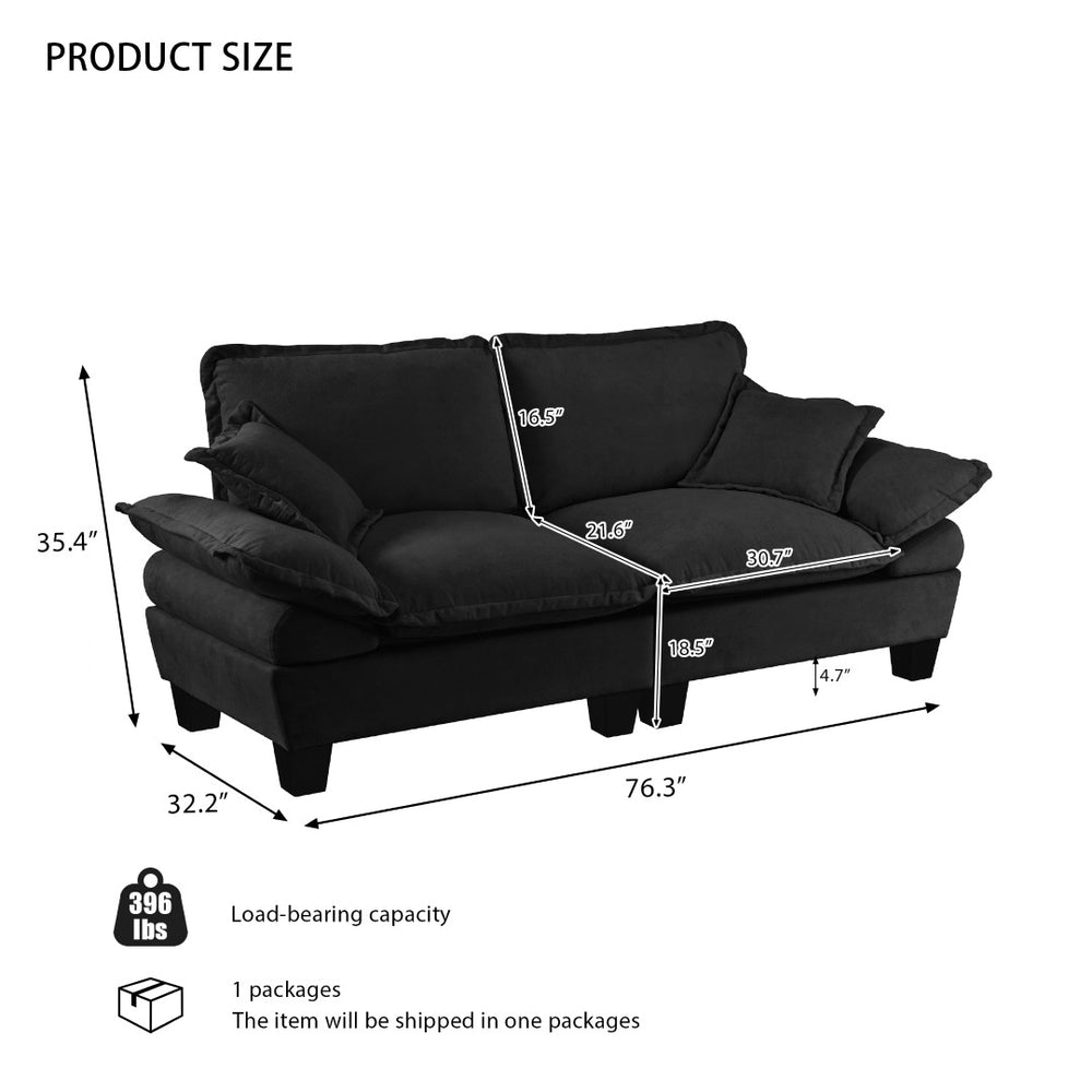 English Elm Chenille Upholstered Two Seat Modular Sofa with Sculpted Arms for Compact Living W3163P419257