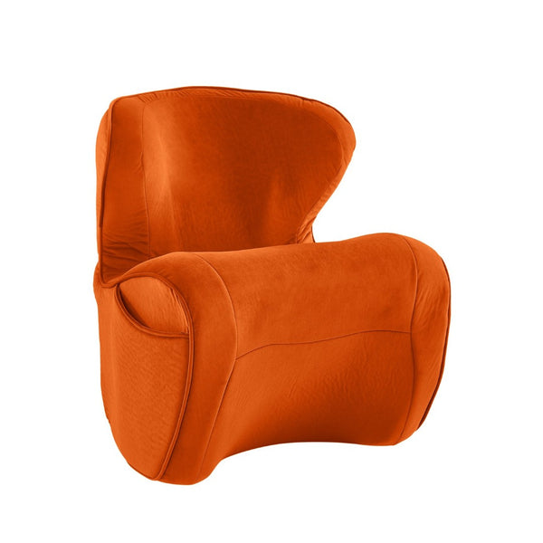 English Elm Ergonomic Floor Chair Velvet Upholstered Lumbar Support Seat for Reading Nook or Lounge Orange W1097P462004